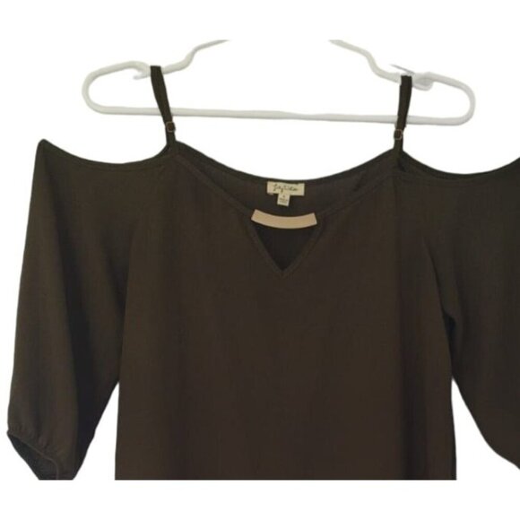 Lily White, Blouse with 3/4 sleeves, for women, Green color, polyester, size S. - Picture 3 of 6